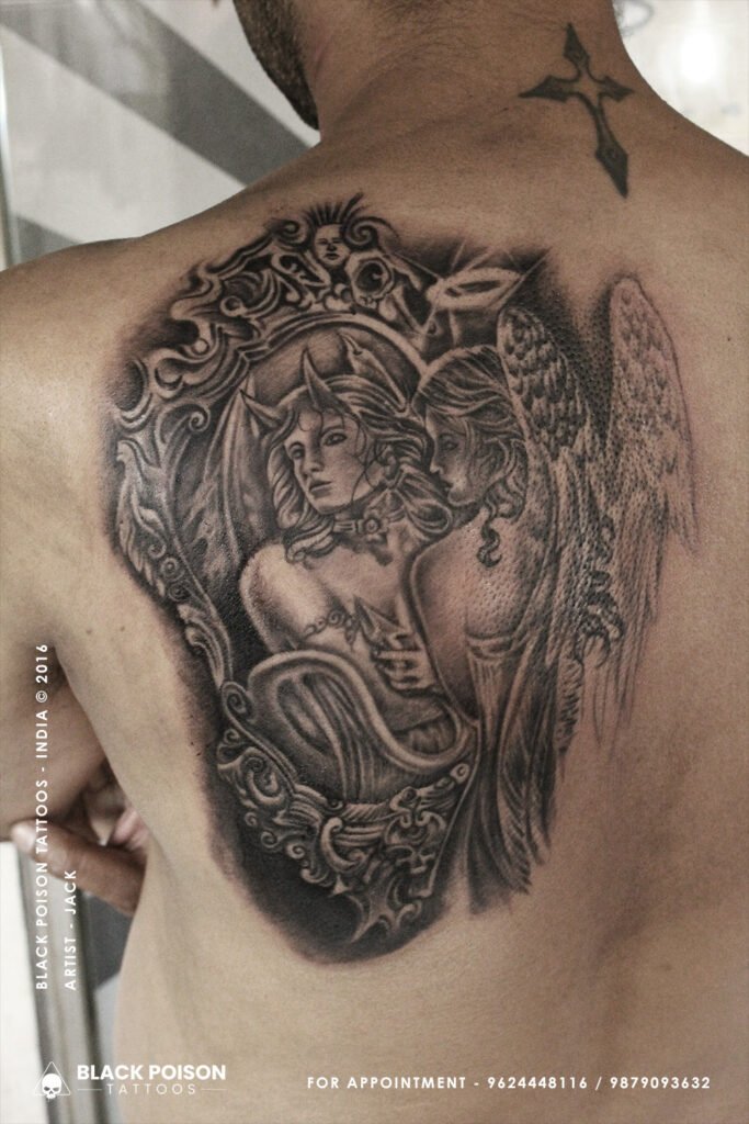 Angelic Light & Demonic Shadow: The Allure of Realism Angel Devil Tattoos