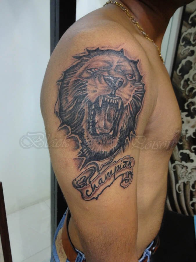 Lion Tattoo on Shoulder