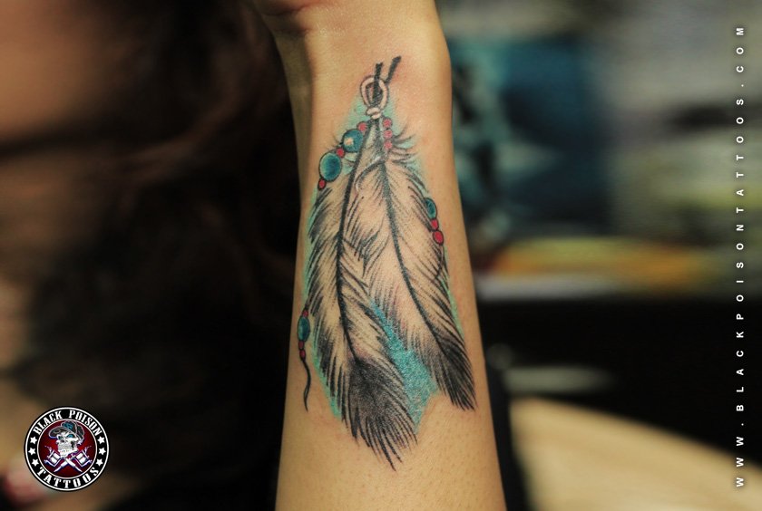 Colorful Feather Tattoo