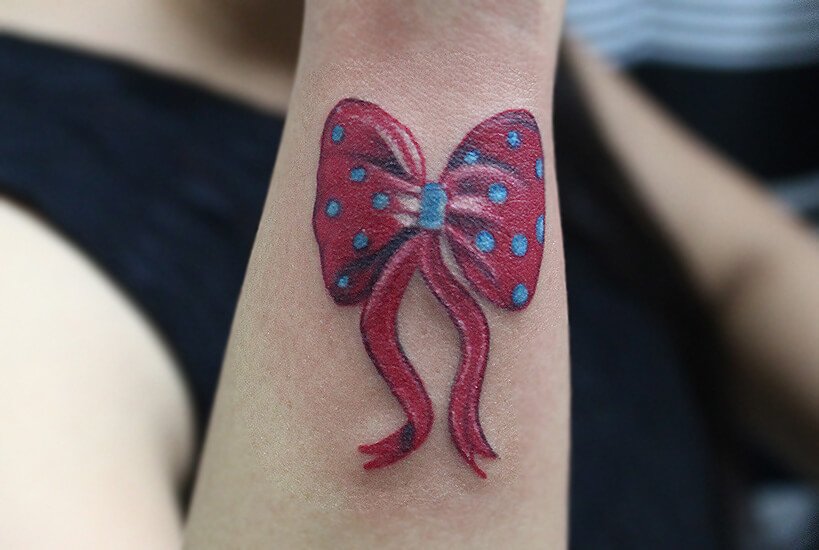 Coloured Ribbon & Bow Tattoo