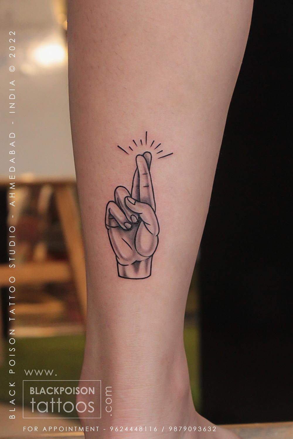 Crossed Fingers Tattoo Design