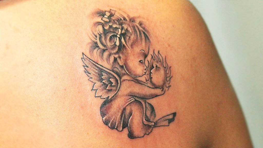 Custom Baby Angel Tattoo